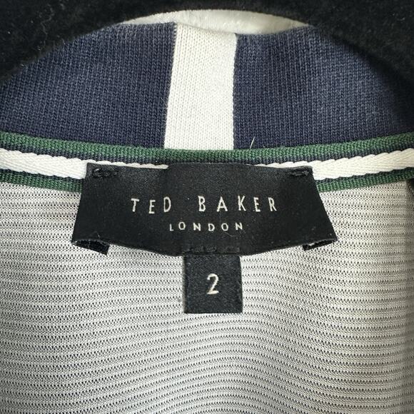 Ted Baker Polo Shirt Mens Small 2 Taigaa Striped Navy Blue Golf Preppy Classic - Picture 6 of 14